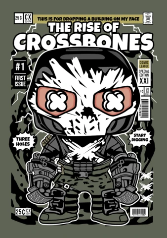 Crossbones vengadores personaje de dibujos animados plantilla de diseño de portada de revista