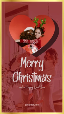 Red Heart Merry Christmas Instagram Story Design Template