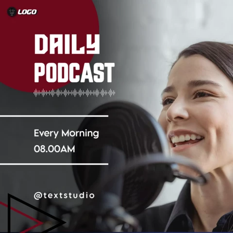 Black and Red Modern Daily Podcast Cover