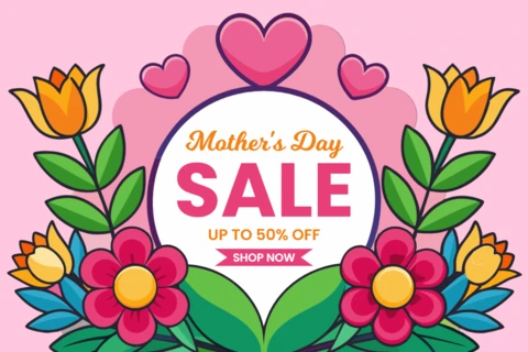 Vente de fleurs colorées pour la fête des mères - modèle promotionnel modifiable