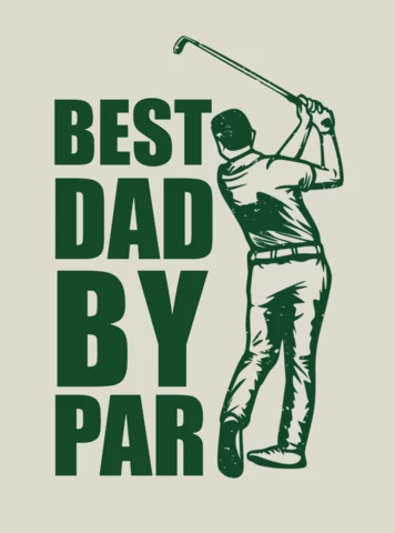Best Dad By Par with Golfer Swinging Golf Club T-shirt Design Template