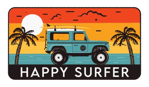 Summer Happy Surfer Badge Template Design