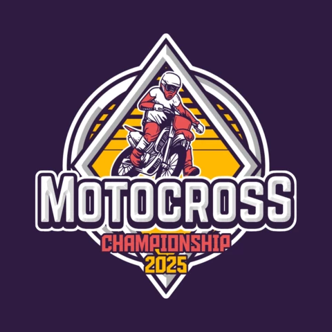 Colorful Motocross Championship Logo Design Template