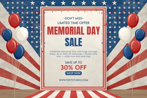 Patriotic Memorial Day Sale Template - Editable Design with Bold Graphics and Festive Elements