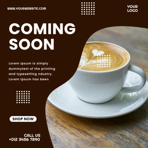 Coming Soon Coffee Shop Social Media Post Design Template