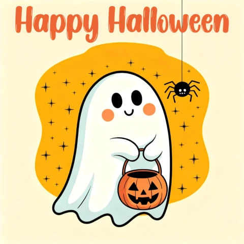 Happy Halloween with Cute Design for Fun Holiday Merchandising Temmplate