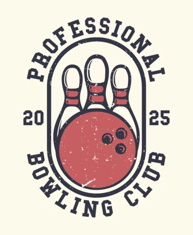 Professional Bowling Club Vintage Logo Design Template