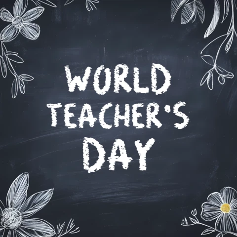 Chalkboard Floral Design Template for World Teacher's Day Celebration