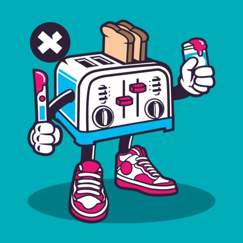 Toaster Cartoon Character T-Shirt Design Template