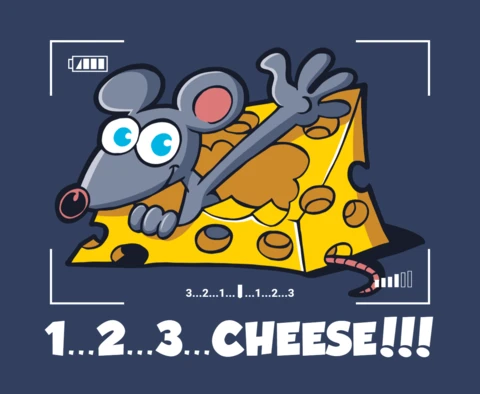 123 Cheese With Rat Photography T-shirt Design Template