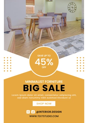 Modèle de flyer de vente de meubles minimalistes pour le design d'intérieur