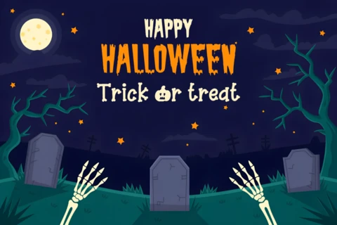 Spooky Halloween Design for Trick Or Treat Flyers Template