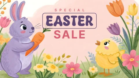 Plantilla de diseño de venta de Pascua caprichosa para promociones de primavera
