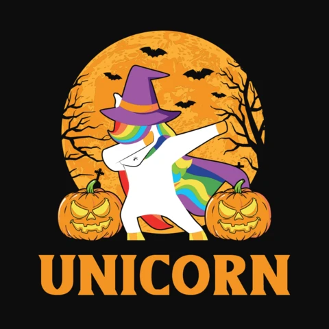 Cute Dabbing Unicorn Halloween T-Shirt Template