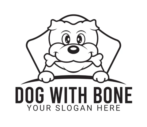 Modelo de design de logotipo de cachorro fofo com osso