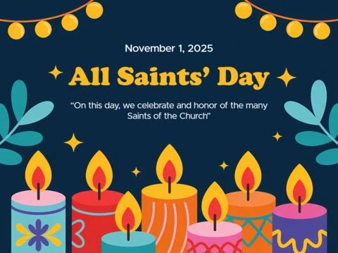 Colorful Candle Design Template for All Saints' Day Celebration