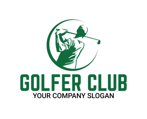 Golfer Club Tournament Sports Logo Design Template