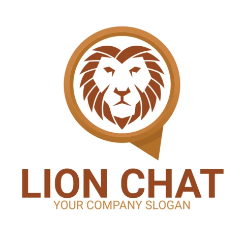 Lion Head Chat Logo Design Template