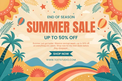 Modelo de design vibrante para vendas de verão para promoções sazonais