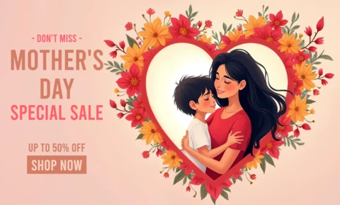 Plantilla de diseño floral del Día de la Madre para promociones de venta especiales