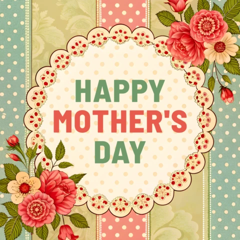 Vintage Floral Mother's Day Greeting Card Template Design