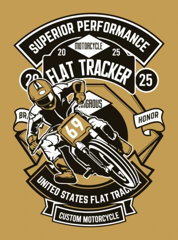 Modelo de design de camiseta de motociclista de pista plana