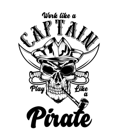 Speel als een piraat schedel vintage t-shirt ontwerpsjabloon