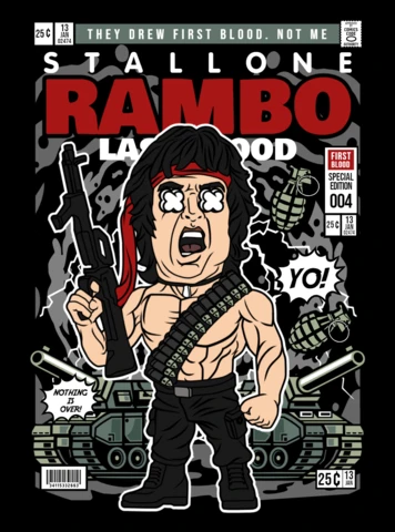 John Rambo Cartoon Character Magazine Cover Design Template