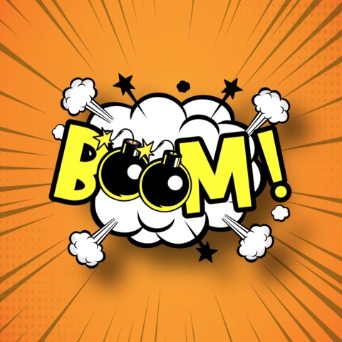 Plantilla de diseño de explosión dinámica estilo cómic "¡boom!