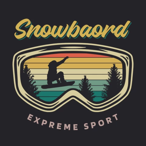 Modèle de conception de t-shirt vintage de sport extrême de snowboard