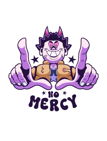 Cartoon Style No Mercy Graphic Design Template for T-Shirt Printing