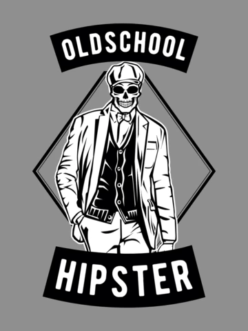 British Hipster Skeleton T-Shirt Design Template