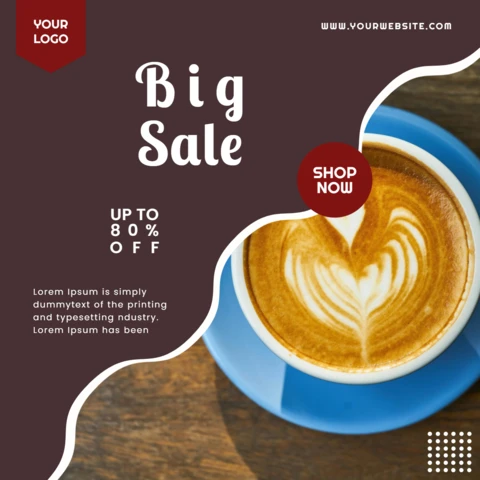 Big Sale Coffee Shop Social Media Post Design Template