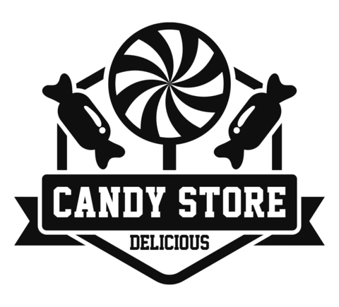 Plantilla de diseño del logotipo de una deliciosa tienda de caramelos