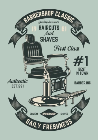 Barber Chair Retro T-Shirt Design Template