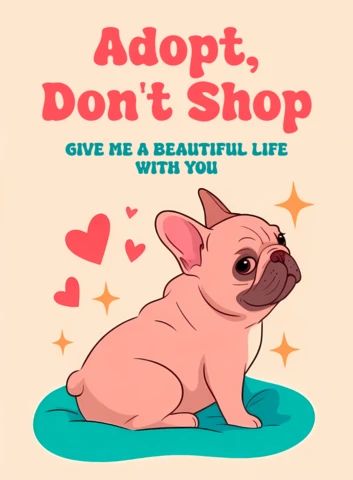 Playful French Bulldog Adoption Design Template for Posters