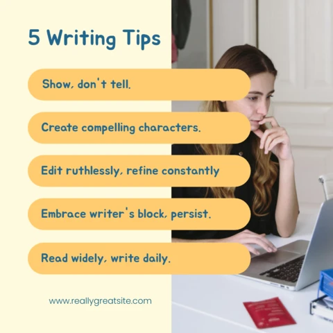 Consejos de escritura plantilla de diseño de post de instagram