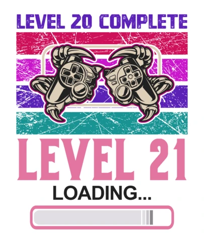 Videogioco retrò level up 21 modello di design di compleanno per i giocatori