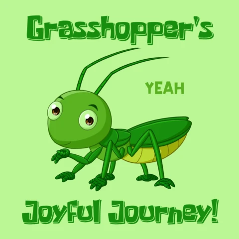 Joyful Grasshopper Design For Kids Book Cover Template