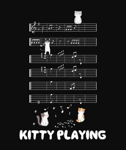 Cute Cats Playing Music T-Shirt Template