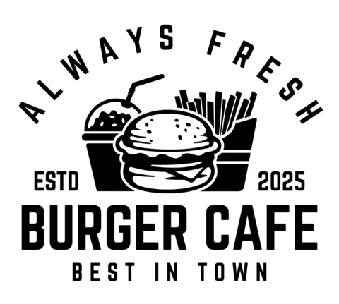 Fresh Burger Cafe Logo Design Template