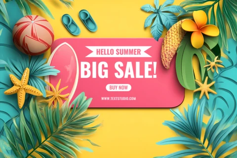 Vibrant Summer Sale Design Template with Tropical Elements