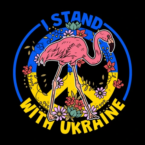 I Stand With Ukraine Peace And Love Flamingo T-shirt Template