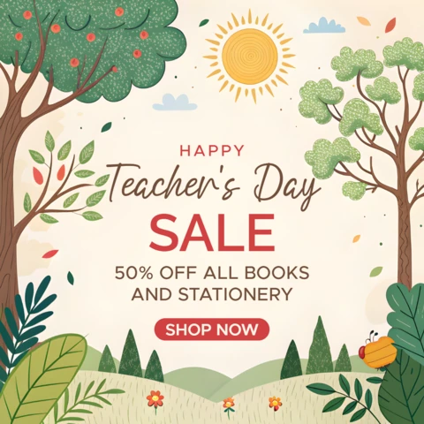 Whimsical Teacher's Day Sale Design Template – Discounts On Books and Stationery