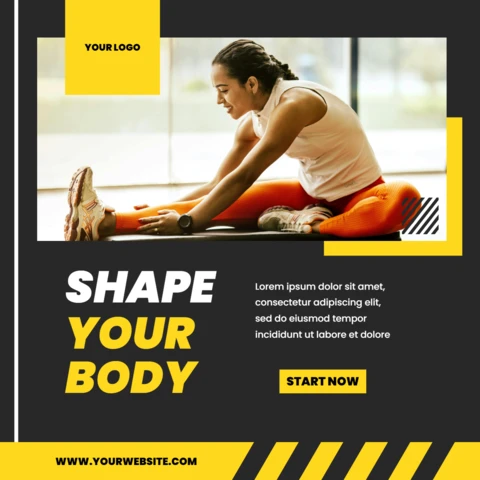 Shape Your Body Gym Lifestyle Promotional Social Media Post Template