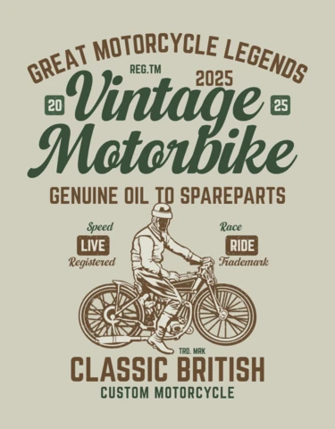 Great Motorcycle Legends Vintage T-shirt Design Template