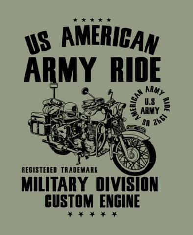 American Army Motorcycle Vintage T-shirt Design Template