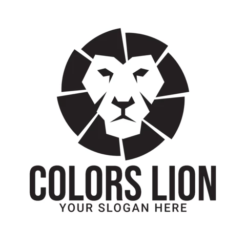 Modèle de logo avec tête de lion abstraite