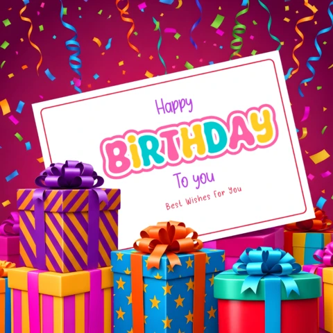 Design de template de presente de aniversário colorido para convites de festa
