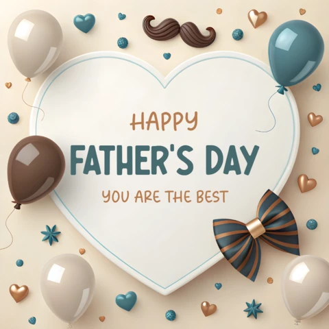 Happy Father's Day Wishes Editable Template with Realistic Design